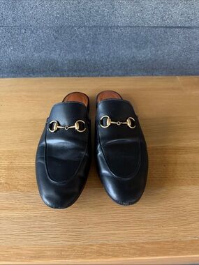 Gucci Black Leather Horsebit Mule Loafers